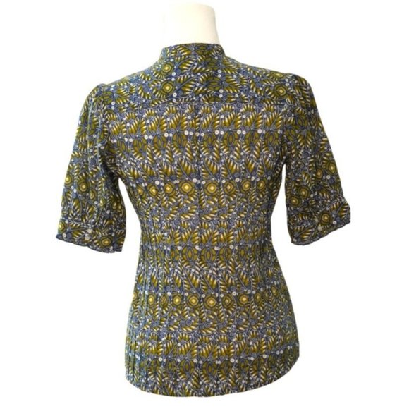 Banana Republic Blouse Women's Size Small Button Down Fitted Print Shirt Lightwe - Picture 7 of 11
